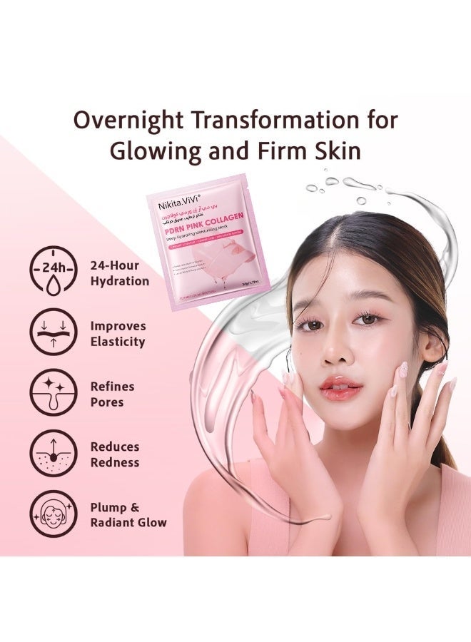 NIKITA.VIVI قناع الكولاجين الوردي PDRN 2 قطعة ترطيب عميق 34غ*2 قناع جل الكولاجين الوردي لشد ورفع الوجه مع مركب الكولاجين الثلاثي، قناع وجه كوري مضاد للشيخوخة مرطب لبشرة زجاجية مع PDRN لبشرة مرنة شابة ومتألقة. - Image 4